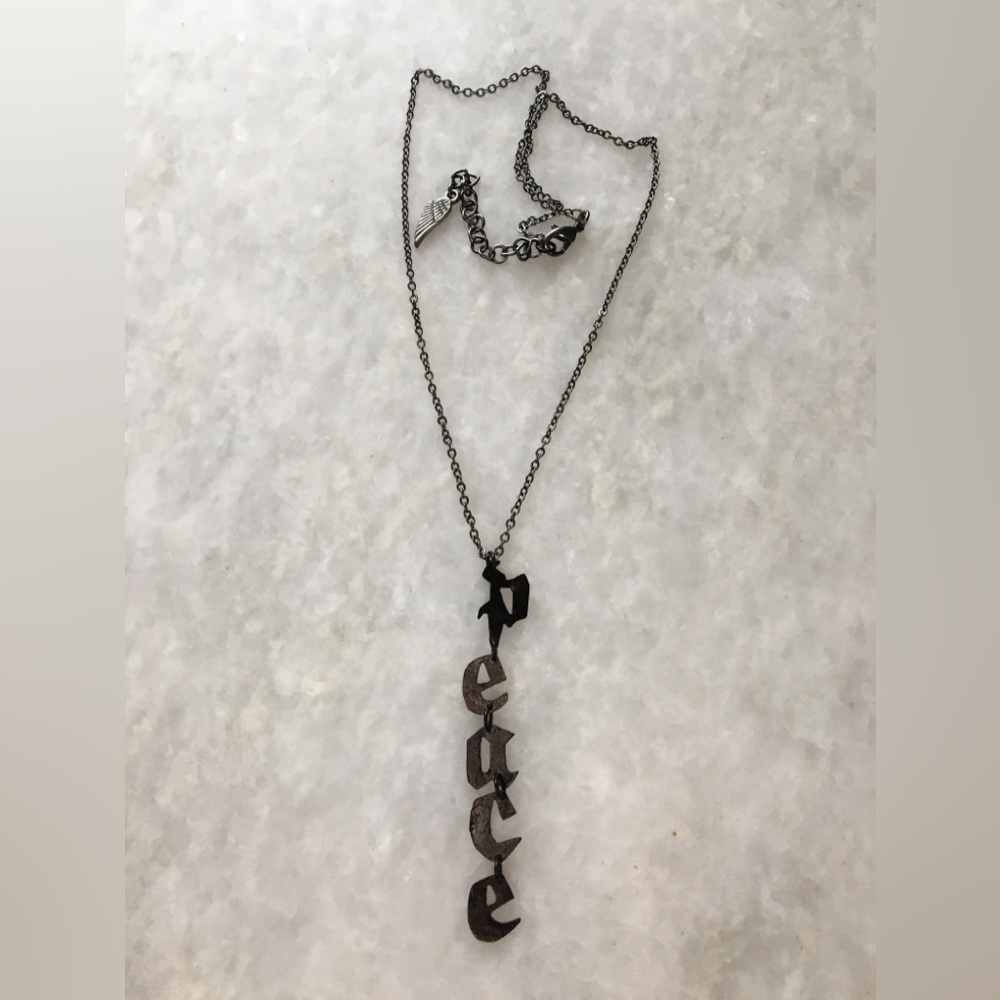 Peace Necklace Handcrafted Brass 16-18 inches long - Picture 9 of 16